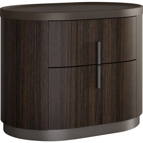 Barcelona Nightstand in Brown & Black Oak Finish & Brown Metal Lacquer (Set of 2)